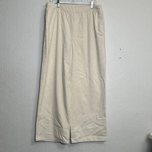 Pretty Lavish Women’s Size 12 Cream Linen Cotton Blend Wide Leg Pull On Pants